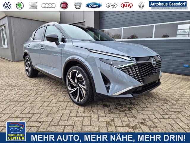 Lagerfahrzeug Nissan Qashqai - 1.3 DIG-T MHEV 158 PS X-Tronic Tekna Premium Paket 20"LM Teil-Leder PanoGlasdach Klimaautomatik Sitzheizung Lenkradheizung Navi Head-Up Display elektr. Heckklappe ACC PDC v h 360&deg;Kamera DAB Bluetooth Touchscreen Apple CarPlay Android Auto