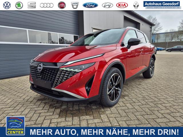 Lagerfahrzeug Nissan Qashqai - 1.3 DIG-T MHEV 158 PS X-Tronic Tekna Voll-Leder Klimaautomatik PanoGlasdach Sitzheizung Lenkradheizung Navi Head-Up Display elektr. Heckklappe ACC PDC v h 360&deg;Kamera DAB Bluetooth Touchscreen Apple CarPlay Android Auto 19"LM