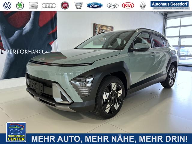Lagerfahrzeug Hyundai KONA - GO  1.6 GDI 2WD Hybrid 68 kW (93 PS) Zusatzantrieb 32 kW (44 PS) Toter-Winkel-Assistent, Querverkehrs-Assistent, Sitzheizung, Lenkradheizung, 2-Zonen Klimaautomatik, Rückfahrkamera, Lichtsensor, Regensensor, 18 Zoll Leichtmetallfelgen, uvm.