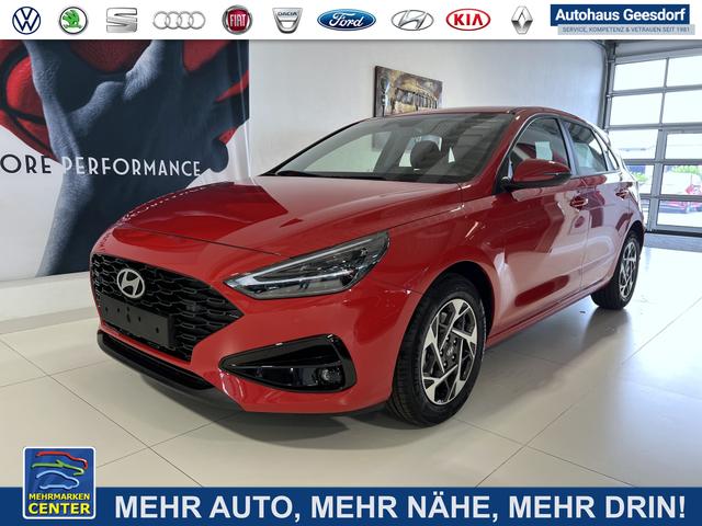 Lagerfahrzeug Hyundai i30 - GO 1.0 T-GDI 73 kW (100 PS) Toter-Winkel-Assistent, 2-Zonen-Klimaautomatik, PDC vorne und hinten, Rückfahrkamera, LED-Scheinwerfer, Sitzheizung, Lenkradheizung, Navigationssystem, Radio mit DAB, Apple CarPlay, Android Auto, 16 Zoll Leichtmetallfelgen