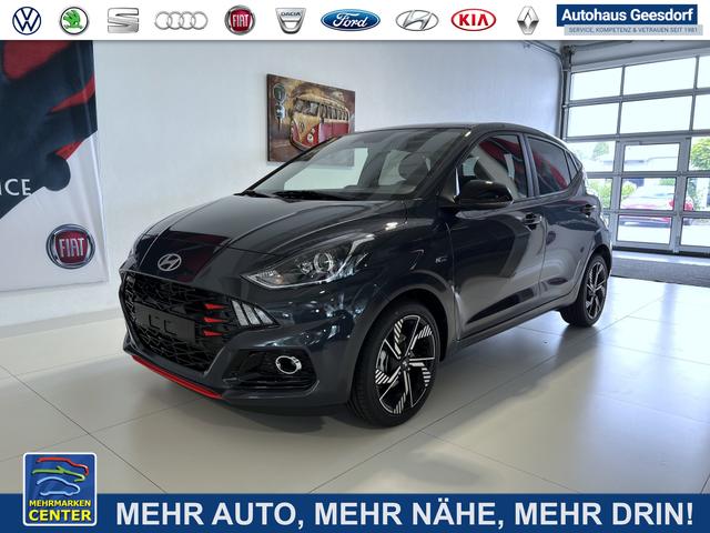 Lagerfahrzeug Hyundai i10 - N Line 1.0 T-GDI 66 kW (90 PS) Line-Interieur-Paket, Lenkradheizung, Sitzheizung, Klimaautomatik, Radio, DAB, Apple CarPlay, Android Auto, Navigationssystem, Rückfahrkamera, Verkehrszeichenerkennung, Tempomat, 16 Zoll Leichtmetallfelgen, uvm.