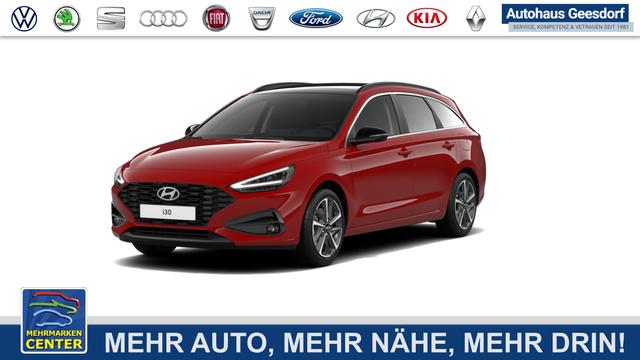 Lagerfahrzeug Hyundai i30 - GO 1.0 T-GDi 73 kW (100 PS) 2-Zonen-Klimaautomatik, Sitzheizung, Lenkradheizung, Navigationssystem, DAB, Apple CarPlay, Android Auto, Bluetooth, Freisprecheinrichtung, USB-Anschluss, Digitales Cockpit, LED-Abblendlicht, Dachreling, 16 Zoll Leichtmetallfe