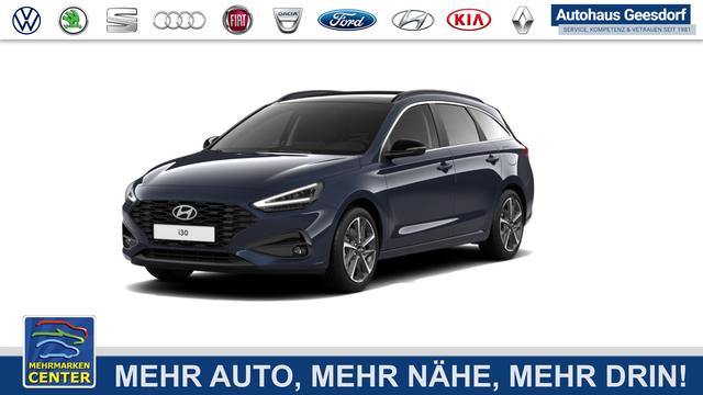 Lagerfahrzeug Hyundai i30 - GO 1.0 T-GDi 73 kW (100 PS) 2-Zonen-Klimaautomatik, Sitzheizung, Lenkradheizung, Navigationssystem, DAB, Apple CarPlay, Android Auto, Bluetooth, Freisprecheinrichtung, USB-Anschluss, Digitales Cockpit, LED-Abblendlicht, Dachreling, 16 Zoll Leichtmetallfe