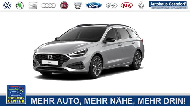 Lagerfahrzeug Hyundai i30 - GO 1.0 T-GDi 73 kW (100 PS) 2-Zonen-Klimaautomatik, Sitzheizung, Lenkradheizung, Navigationssystem, DAB, Apple CarPlay, Android Auto, Bluetooth, Freisprecheinrichtung, USB-Anschluss, Digitales Cockpit, LED-Abblendlicht, Dachreling, 16 Zoll Leichtmetallfe