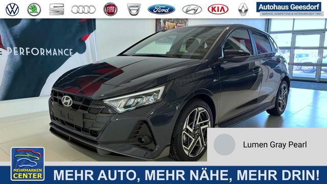 Lagerfahrzeug Hyundai i20 - N Line 1.0 T-GDI DCT 73 kW (100 PS) Lenkradheizung, Sitzheizung, Klimaautomatik, DAB, Android Auto, Apple CarPlay, Navigationssystem, Virtual Cockpit, Einparkhilfe vorne und hinten, R&uuml;ckfahrkamera, 17 Zoll Leichtmetallfelgen, uvm.