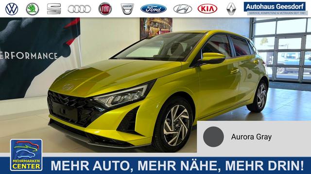 Lagerfahrzeug Hyundai i20 - GO  1.0 T-GDI DCT 73 kW (100 PS) Lenkradheizung, Sitzheizung, Klimaautomatik, DAB, Android Auto, Apple CarPlay, Navigationssystem, Digitales Cockpit, Einparkhilfe hinten, R&uuml;ckfahrkamera, LED-Scheinwerfer, 16 Zoll Leichtmetallfelgen, uvm.