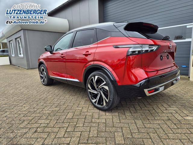 Nissan Qashqai 1.3 DIG-T MHEV 158 PS X-Tronic Tekna Premium Paket 20"LM Teil-Leder PanoGlasdach Klimaautomatik Sitzheizung Lenkradheizung Navi Head-Up Display elektr. Heckklappe ACC PDC v+h 360&deg;Kamera DAB Bluetooth Touchscreen Apple CarPlay Android Auto 
