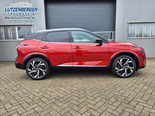 Nissan Qashqai 1.3 DIG-T MHEV 158 PS X-Tronic Tekna Premium Paket 20"LM Teil-Leder PanoGlasdach Klimaautomatik Sitzheizung Lenkradheizung Navi Head-Up Display elektr. Heckklappe ACC PDC v+h 360&deg;Kamera DAB Bluetooth Touchscreen Apple CarPlay Android Auto 