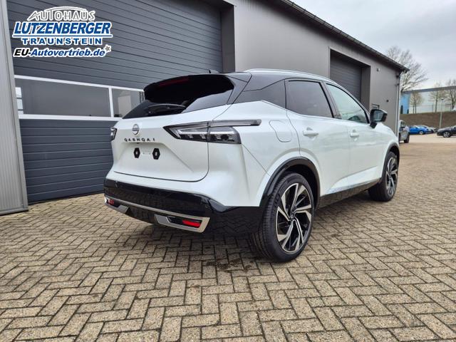Nissan Qashqai 1.3 DIG-T MHEV 158 PS X-Tronic Tekna Premium Paket 20"LM Teil-Leder PanoGlasdach Klimaautomatik Sitzheizung Lenkradheizung Navi Head-Up Display elektr. Heckklappe ACC PDC v+h 360&deg;Kamera DAB Bluetooth Touchscreen Apple CarPlay Android Auto 