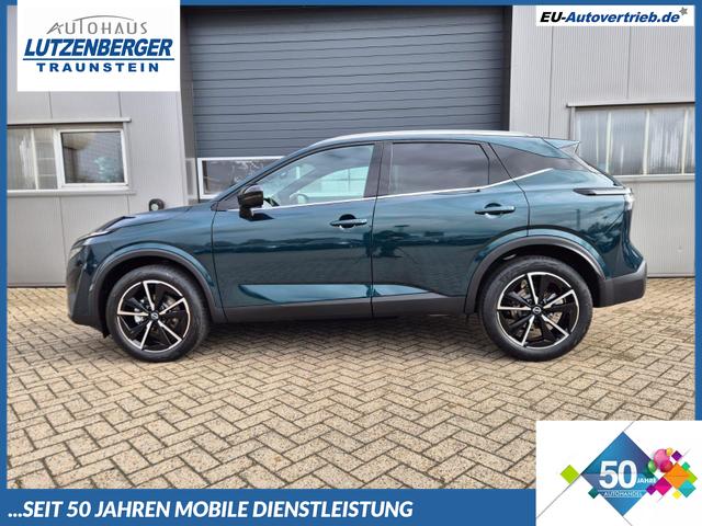 Nissan Qashqai - 1.3 DIG-T MHEV 158 PS X-Tronic Tekna Voll-Leder Klimaautomatik PanoGlasdach Sitzheizung Lenkradheizung Navi Head-Up Display elektr. Heckklappe ACC PDC v+h 360&deg;Kamera DAB Bluetooth Touchscreen Apple CarPlay Android Auto 19"LM