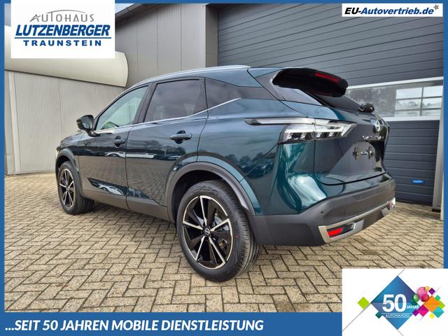 Nissan Qashqai - 1.3 DIG-T MHEV 158 PS X-Tronic Tekna Voll-Leder Klimaautomatik PanoGlasdach Sitzheizung Lenkradheizung Navi Head-Up Display elektr. Heckklappe ACC PDC v+h 360&deg;Kamera DAB Bluetooth Touchscreen Apple CarPlay Android Auto 19"LM