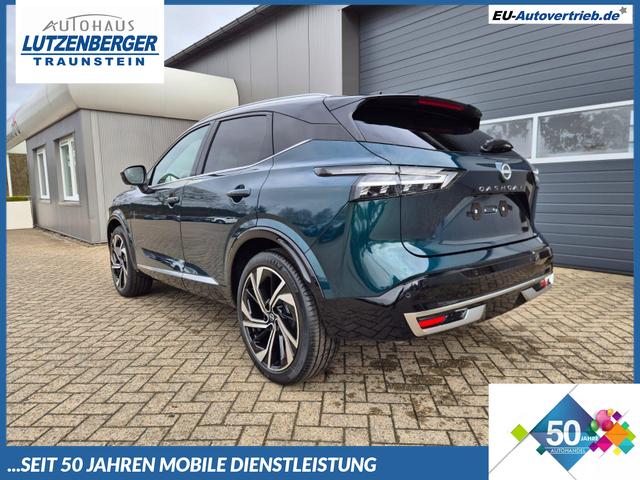 Nissan Qashqai - 1.3 DIG-T MHEV 158 PS X-Tronic Tekna Premium Paket 20"LM Teil-Leder PanoGlasdach Klimaautomatik Sitzheizung Lenkradheizung Navi Head-Up Display elektr. Heckklappe ACC PDC v+h 360&deg;Kamera DAB Bluetooth Touchscreen Apple CarPlay Android Auto
