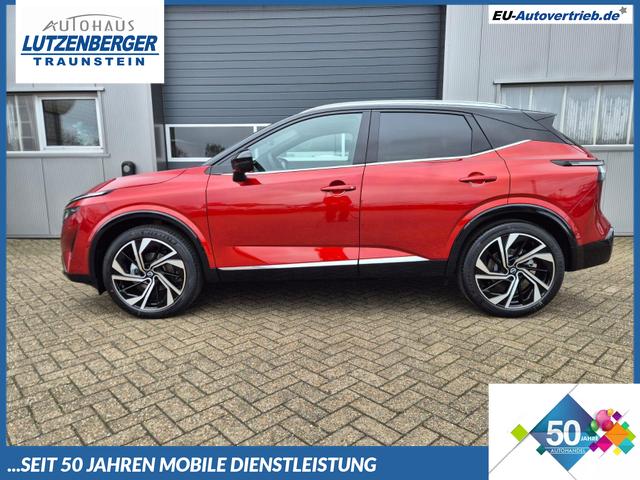 Nissan Qashqai - 1.3 DIG-T MHEV 158 PS X-Tronic Tekna Premium Paket 20"LM Teil-Leder PanoGlasdach Klimaautomatik Sitzheizung Lenkradheizung Navi Head-Up Display elektr. Heckklappe ACC PDC v+h 360&deg;Kamera DAB Bluetooth Touchscreen Apple CarPlay Android Auto