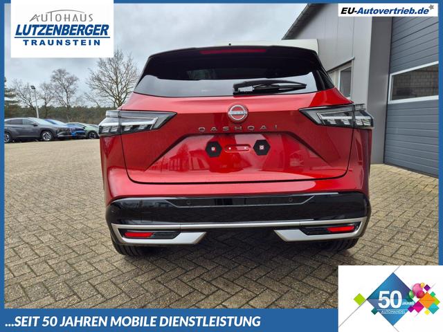 Nissan Qashqai - 1.3 DIG-T MHEV 158 PS X-Tronic Tekna Premium Paket 20"LM Teil-Leder PanoGlasdach Klimaautomatik Sitzheizung Lenkradheizung Navi Head-Up Display elektr. Heckklappe ACC PDC v+h 360&deg;Kamera DAB Bluetooth Touchscreen Apple CarPlay Android Auto