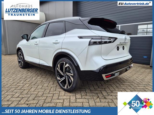 Nissan Qashqai - 1.3 DIG-T MHEV 158 PS X-Tronic Tekna Premium Paket 20"LM Teil-Leder PanoGlasdach Klimaautomatik Sitzheizung Lenkradheizung Navi Head-Up Display elektr. Heckklappe ACC PDC v+h 360&deg;Kamera DAB Bluetooth Touchscreen Apple CarPlay Android Auto