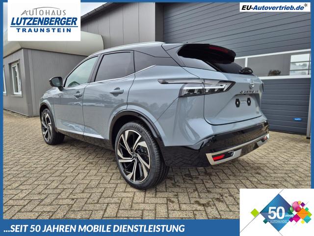 Nissan Qashqai - 1.3 DIG-T MHEV 158 PS X-Tronic Tekna Premium Paket 20"LM Teil-Leder PanoGlasdach Klimaautomatik Sitzheizung Lenkradheizung Navi Head-Up Display elektr. Heckklappe ACC PDC v+h 360&deg;Kamera DAB Bluetooth Touchscreen Apple CarPlay Android Auto