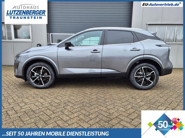 Nissan Qashqai - 1.3 DIG-T MHEV 158 PS X-Tronic Tekna Voll-Leder Klimaautomatik PanoGlasdach Sitzheizung Lenkradheizung Navi Head-Up Display elektr. Heckklappe ACC PDC v+h 360&deg;Kamera DAB Bluetooth Touchscreen Apple CarPlay Android Auto 19"LM