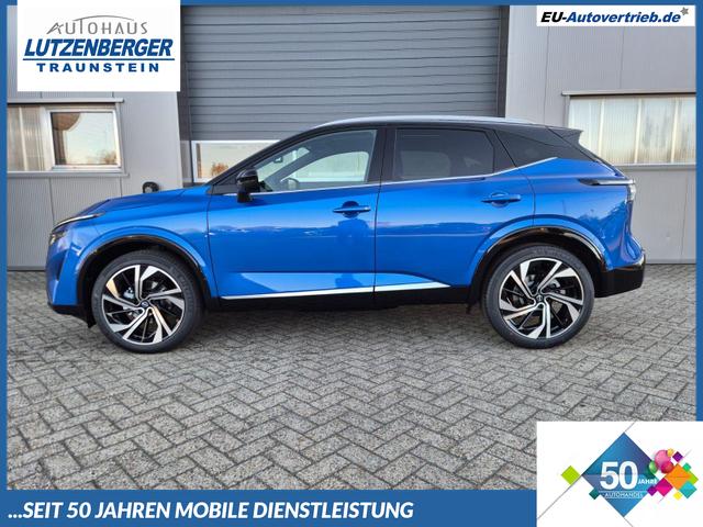 Nissan Qashqai - 1.3 DIG-T MHEV 158 PS X-Tronic Tekna Premium Paket 20"LM Teil-Leder PanoGlasdach Klimaautomatik Sitzheizung Lenkradheizung Navi Head-Up Display elektr. Heckklappe ACC PDC v+h 360&deg;Kamera DAB Bluetooth Touchscreen Apple CarPlay Android Auto