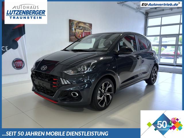 Hyundai i10 - N Line 1.0 T-GDI 66 kW (90 PS) NLine-Interieur-Paket, Lenkradheizung, Sitzheizung, Klimaautomatik, Radio, DAB, Apple CarPlay, Android Auto, Navigationssystem, Rückfahrkamera, Verkehrszeichenerkennung, Tempomat, 16 Zoll Leichtmetallfelgen, uvm.