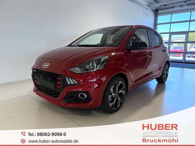 Hyundai i10 - N Line 1.0 T-GDI 66 kW (90 PS) Line-Interieur-Paket, Lenkradheizung, Sitzheizung, Klimaautomatik, Radio, DAB, Apple CarPlay, Android Auto, Navigationssystem, Rückfahrkamera, Verkehrszeichenerkennung, Tempomat, 16 Zoll Leichtmetallfelgen, uvm.