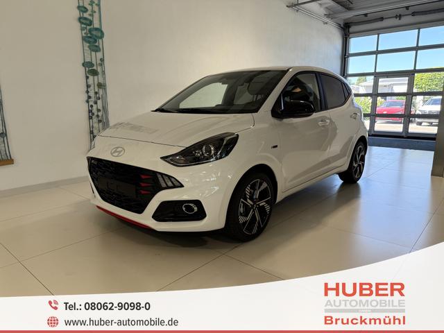 Hyundai i10 - N Line 1.0 T-GDI 66 kW (90 PS) Line-Interieur-Paket, Lenkradheizung, Sitzheizung, Klimaautomatik, Radio, DAB, Apple CarPlay, Android Auto, Navigationssystem, Rückfahrkamera, Verkehrszeichenerkennung, Tempomat, 16 Zoll Leichtmetallfelgen, uvm.