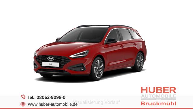 Hyundai i30 - GO 1.0 T-GDi 73 kW (100 PS) 2-Zonen-Klimaautomatik, Sitzheizung, Lenkradheizung, Navigationssystem, DAB, Apple CarPlay, Android Auto, Bluetooth, Freisprecheinrichtung, USB-Anschluss, Digitales Cockpit, LED-Abblendlicht, Dachreling, 16 Zoll Leichtmetallfe