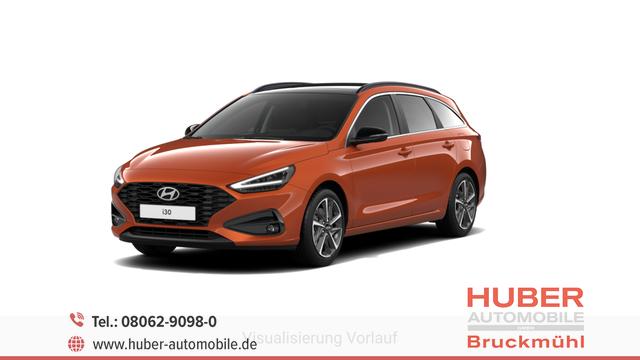 Hyundai i30 - GO 1.0 T-GDi 73 kW (100 PS) 2-Zonen-Klimaautomatik, Sitzheizung, Lenkradheizung, Navigationssystem, DAB, Apple CarPlay, Android Auto, Bluetooth, Freisprecheinrichtung, USB-Anschluss, Digitales Cockpit, LED-Abblendlicht, Dachreling, 16 Zoll Leichtmetallfe