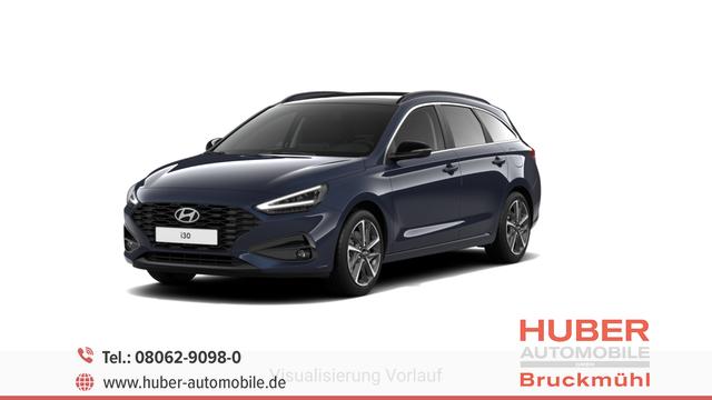 Hyundai i30 - GO 1.0 T-GDi 73 kW (100 PS) 2-Zonen-Klimaautomatik, Sitzheizung, Lenkradheizung, Navigationssystem, DAB, Apple CarPlay, Android Auto, Bluetooth, Freisprecheinrichtung, USB-Anschluss, Digitales Cockpit, LED-Abblendlicht, Dachreling, 16 Zoll Leichtmetallfe