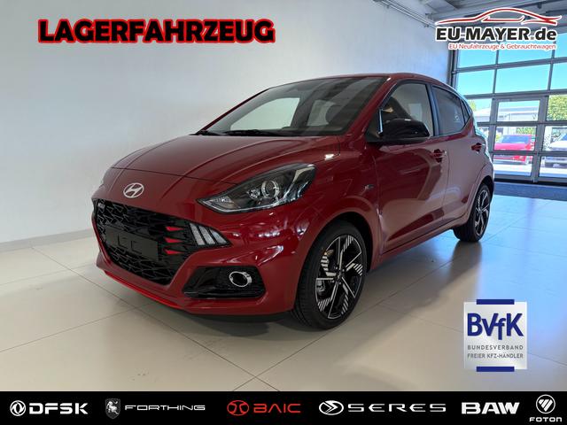 Hyundai i10 - N Line 1.0 T-GDI 66 kW (90 PS) Line-Interieur-Paket, Lenkradheizung, Sitzheizung, Klimaautomatik, Radio, DAB, Apple CarPlay, Android Auto, Navigationssystem, R&uuml;ckfahrkamera, Verkehrszeichenerkennung, Tempomat, 16 Zoll Leichtmetallfelgen, uvm.