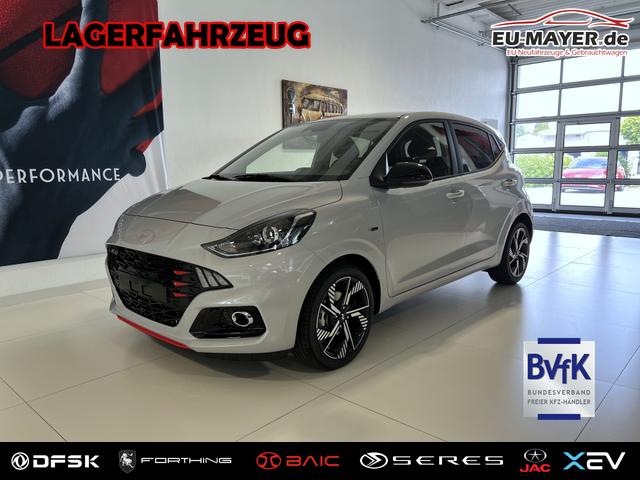 Lagerfahrzeug Hyundai i10 - N Line 1.0 T-GDI 66 kW (90 PS) Line-Interieur-Paket, Lenkradheizung, Sitzheizung, Klimaautomatik, Radio, DAB, Apple CarPlay, Android Auto, Navigationssystem, R&uuml;ckfahrkamera, Verkehrszeichenerkennung, Tempomat, 16 Zoll Leichtmetallfelgen, uvm.