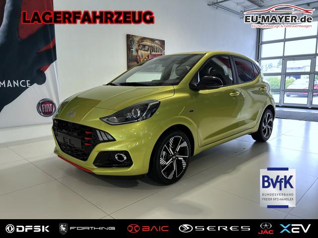 Lagerfahrzeug Hyundai i10 - N Line 1.0 T-GDI 66 kW (90 PS) Line-Interieur-Paket, Lenkradheizung, Sitzheizung, Klimaautomatik, Radio, DAB, Apple CarPlay, Android Auto, Navigationssystem, R&uuml;ckfahrkamera, Verkehrszeichenerkennung, Tempomat, 16 Zoll Leichtmetallfelgen, uvm.