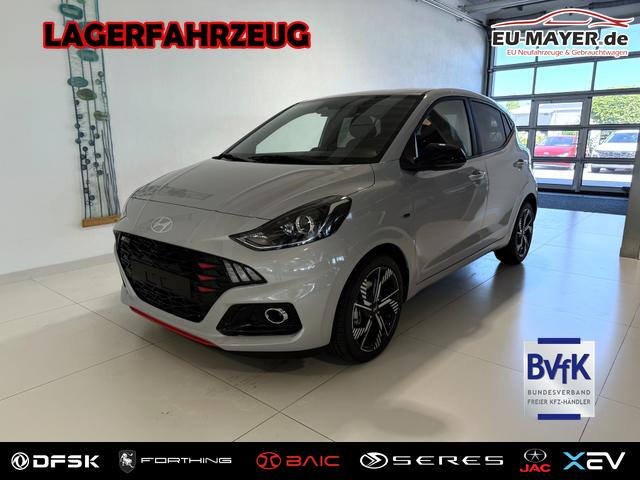 Lagerfahrzeug Hyundai i10 - N Line 1.0 T-GDI 66 kW (90 PS) Interieur-Paket, Lenkradheizung, Sitzheizung, Klimaautomatik, Radio, DAB, Apple CarPlay, Android Auto, Navigationssystem, R&uuml;ckfahrkamera, Verkehrszeichenerkennung, Tempomat, 16 Zoll Leichtmetallfelgen, uvm.