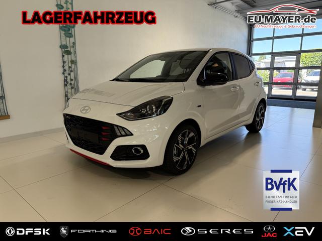 Lagerfahrzeug Hyundai i10 - N Line 1.0 T-GDI 66 kW (90 PS) Line-Interieur-Paket, Lenkradheizung, Sitzheizung, Klimaautomatik, Radio, DAB, Apple CarPlay, Android Auto, Navigationssystem, R&uuml;ckfahrkamera, Verkehrszeichenerkennung, Tempomat, 16 Zoll Leichtmetallfelgen, uvm.
