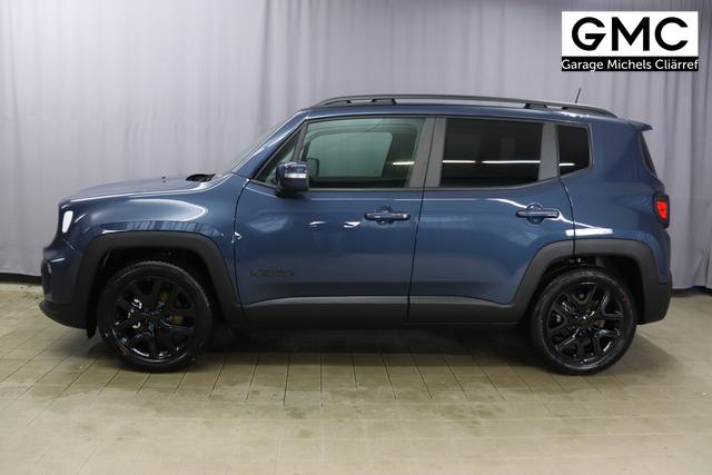 Jeep Renegade 1.5 T4 DCT7 e-Hybrid Limited 1469 96 kW435 Blue Shade Leder Schwarz "Navigationssystem 01K Design-Paket Black Pack 2XL Leder-Paket 2T2 Funktions-Paket 7KS Winter-Paket UGM Uconnect Smartouch 8.4 mit 8,4""-Touchscreen, Navigationssystem, Bluetooth, AUX-IN-und USB sowie DAB, Apple CarPlay&Android Auto und LIVE Services 070 Seitenscheiben hinten und Heckscheibe verdunkelt 108 18""-Leichtmetallfelgen, schwarz glänzend 61P Blue Shade"