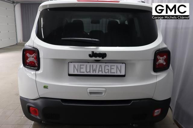 Jeep Renegade 1.5 T4 DCT7 e-Hybrid Limited 1469 96 kW296 Alpine White Leder Schwarz "Navigationssystem 01K Design-Paket Black Pack 2XL Leder-Paket 2T2 Funktions-Paket 7KS Winter-Paket UGM Uconnect Smartouch 8.4 mit 8,4""-Touchscreen, Navigationssystem, Bluetooth, AUX-IN-und USB sowie DAB, Apple CarPlay&Android Auto und LIVE Services 070 Seitenscheiben hinten und Heckscheibe verdunkelt 108 18""-Leichtmetallfelgen, schwarz glänzend 5CA Alpine White"