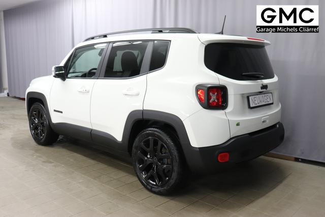 Jeep Renegade 1.5 T4 DCT7 e-Hybrid Limited 1469 96 kW296 Alpine White Leder Schwarz "Navigationssystem 01K Design-Paket Black Pack 2XL Leder-Paket 2T2 Funktions-Paket 7KS Winter-Paket UGM Uconnect Smartouch 8.4 mit 8,4""-Touchscreen, Navigationssystem, Bluetooth, AUX-IN-und USB sowie DAB, Apple CarPlay&Android Auto und LIVE Services 070 Seitenscheiben hinten und Heckscheibe verdunkelt 108 18""-Leichtmetallfelgen, schwarz glänzend 5CA Alpine White"