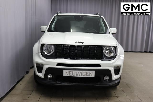 Jeep Renegade 1.5 T4 DCT7 e-Hybrid Limited 1469 96 kW296 Alpine White Leder Schwarz "Navigationssystem 01K Design-Paket Black Pack 2XL Leder-Paket 2T2 Funktions-Paket 7KS Winter-Paket UGM Uconnect Smartouch 8.4 mit 8,4""-Touchscreen, Navigationssystem, Bluetooth, AUX-IN-und USB sowie DAB, Apple CarPlay&Android Auto und LIVE Services 070 Seitenscheiben hinten und Heckscheibe verdunkelt 108 18""-Leichtmetallfelgen, schwarz glänzend 5CA Alpine White"