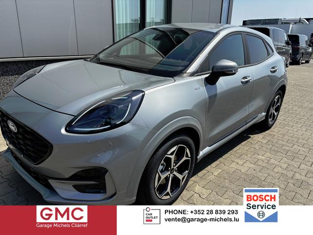 Ford Puma - ST-Line 1.0 125PS AUTOMATIK, SOLAR-SILVER-METALLIC, 5 Jahre Garantie, Winterpaket: Sitzheizung, Beheizte Frontscheibe, 17" Alufelgen, Klimaautomatik, NAVIGATION 12", Parksensoren hinten, Rückfahrkamera, Voll-LED-Scheinwerfer, Tempomat