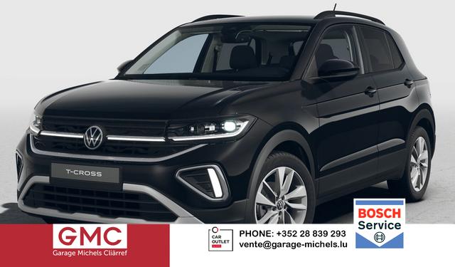Volkswagen T-Cross - LIFE 1.5 TSI 150PS DSG/AUTOMATIK, Deep-Black-Metallic, Parksensoren v/h, Rückfahrkamera, Privacy-Glas, Sitzheizung, Climatronic, IQ LIGHT MATRIX-LED, Radio Ready2Discover+App-Connect, 17" Alu, KEYLESS, Lendenwirbelstütze, M-Lederlenkrad, Dachreling