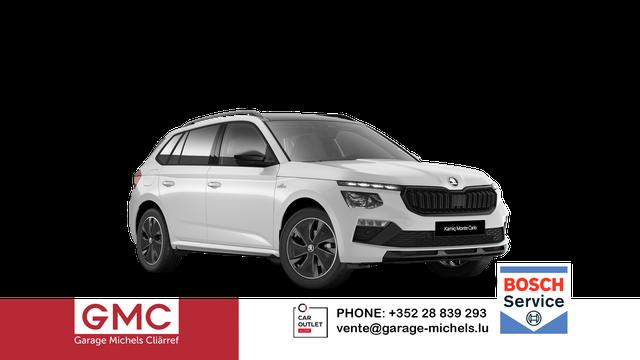 Skoda Kamiq - Monte Carlo 1.5 TSI 150PS DSG (AUTOMATIK), MOON-WHITE PERLEFFEKT, PANORAMDACH, MATRIX-LED, SITZHEIZUNG, Sport-M-Lederlenkrad beheizt, SunSet, 2Z-Climatronic, Parksensoren vorn/hinten, R&uuml;ckfahrkamera, Kessy, Radio 8,25"+SmartLink, Virtual Cockpit, 17" Alu, Tempomat