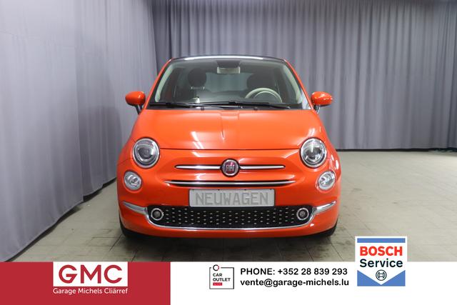 Fiat 500 - DOLCEVITA 1,0 Hybrid, Tech-Paket - Radio mit 7"-Bildschirm Navigationssystem, Multifunktionslenkrad, Lichtsensor- und Regensensor, Klimaautomatik, 15"-Leichtmetallfelgen, Getönte Seitenscheiben hinten, Parksensoren hinten uvm.