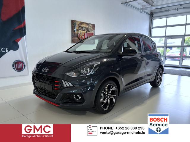 Hyundai i10 - N Line 1.0 T-GDI 66 kW (90 PS) Line-Interieur-Paket, Lenkradheizung, Sitzheizung, Klimaautomatik, Radio, DAB, Apple CarPlay, Android Auto, Navigationssystem, Rückfahrkamera, Verkehrszeichenerkennung, Tempomat, 16 Zoll Leichtmetallfelgen, uvm.