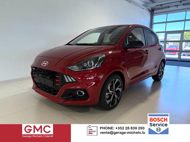 Hyundai i10 - N Line 1.0 T-GDI 66 kW (90 PS) Line-Interieur-Paket, Lenkradheizung, Sitzheizung, Klimaautomatik, Radio, DAB, Apple CarPlay, Android Auto, Navigationssystem, Rückfahrkamera, Verkehrszeichenerkennung, Tempomat, 16 Zoll Leichtmetallfelgen, uvm.