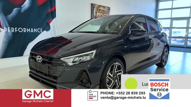 Hyundai i20 - N Line 1.0 T-GDI DCT 73 kW (100 PS) Induktionsladestation, Toter-Winkel-Assis. Lenkradheizung, Sitzheizung, Klimaautomatik, Android Auto, Apple CarPlay, Navigationssystem, Virtual Cockpit, Einparkhilfe v + h, R&uuml;ckfahrkamera, 17 Zoll Leichtmetallfelgen, uvm.