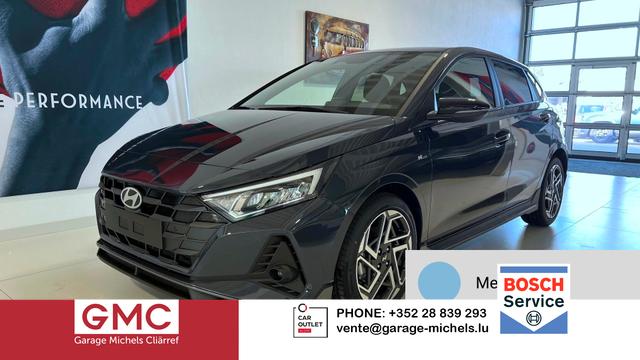 Hyundai i20 - N Line 1.0 T-GDI DCT 73 kW (100 PS) Induktionsladestation, Toter-Winkel-Assis. Lenkradheizung, Sitzheizung, Klimaautomatik, Android Auto, Apple CarPlay, Navigationssystem, Virtual Cockpit, Einparkhilfe v + h, R&uuml;ckfahrkamera, 17 Zoll Leichtmetallfelgen, uvm.