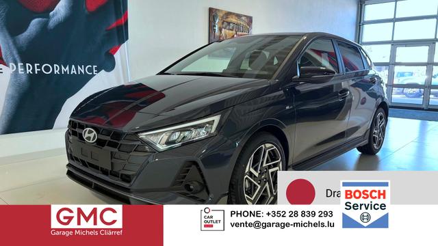 Hyundai i20 - N Line 1.0 T-GDI DCT 73 kW (100 PS) Induktionsladestation, Toter-Winkel-Assis. Lenkradheizung, Sitzheizung, Klimaautomatik, Android Auto, Apple CarPlay, Navigationssystem, Virtual Cockpit, Einparkhilfe v + h, R&uuml;ckfahrkamera, 17 Zoll Leichtmetallfelgen, uvm.