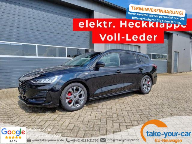 Ford Focus Turnier - 1.0 125PS ST-Line X Voll-Leder elektr. Heckklappe Winterpaket Rückf.Kamera ACC Klimaautomatik Sitzheizung Lenkradheizung Frontscheibe beheizb. Ford-Navi SYNC 4 B+O Sound DAB+ Bluetooth Apple Carplay Android Auto PDC v+h 2xKeyless 17-LM Vorlauffahrzeug