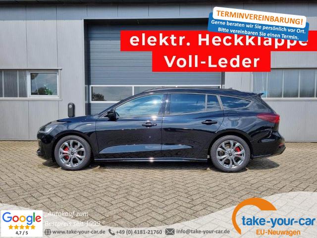 Ford Focus Turnier - 1.0 125PS ST-Line X Voll-Leder elektr. Heckklappe Winterpaket Rückf.Kamera ACC Klimaautomatik Sitzheizung Lenkradheizung Frontscheibe beheizb. Ford-Navi SYNC 4 B+O Sound DAB+ Bluetooth Apple Carplay Android Auto PDC v+h 2xKeyless 17-LM Vorlauffahrzeug