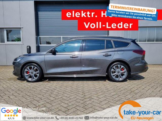 Ford Focus Turnier - 1.0 125PS ST-Line X Voll-Leder elektr. Heckklappe Winterpaket Rückf.Kamera ACC Klimaautomatik Sitzheizung Lenkradheizung Frontscheibe beheizb. Ford-Navi SYNC 4 B+O Sound DAB+ Bluetooth Apple Carplay Android Auto PDC v+h 2xKeyless 17-LM Vorlauffahrzeug