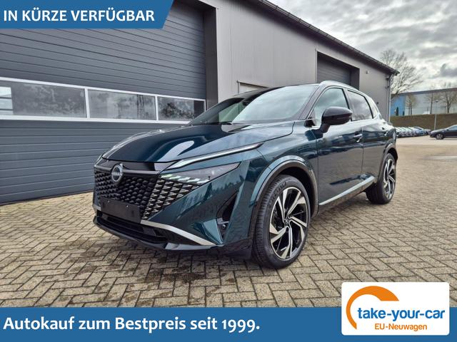 Nissan Qashqai - 1.3 DIG-T MHEV 158 PS X-Tronic Tekna Premium Paket 20"LM Teil-Leder PanoGlasdach Klimaautomatik Sitzheizung Lenkradheizung Navi Head-Up Display elektr. Heckklappe ACC PDC v+h 360&deg;Kamera DAB Bluetooth Touchscreen Apple CarPlay Android Auto Vorlauffahrzeug
